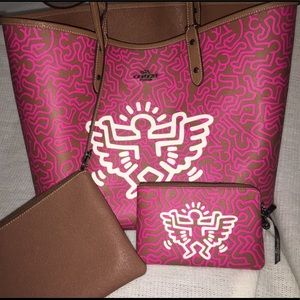 COACH tote, matching pouch and wallet